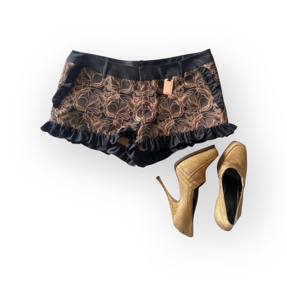 new Thomas Wylde ๐ฃ Luxe Naughty Ruffled Shorts ๐ฃ Black + Rose Gold Print ๐ฃ 4 ๐ฃ - Picture 12 of 16